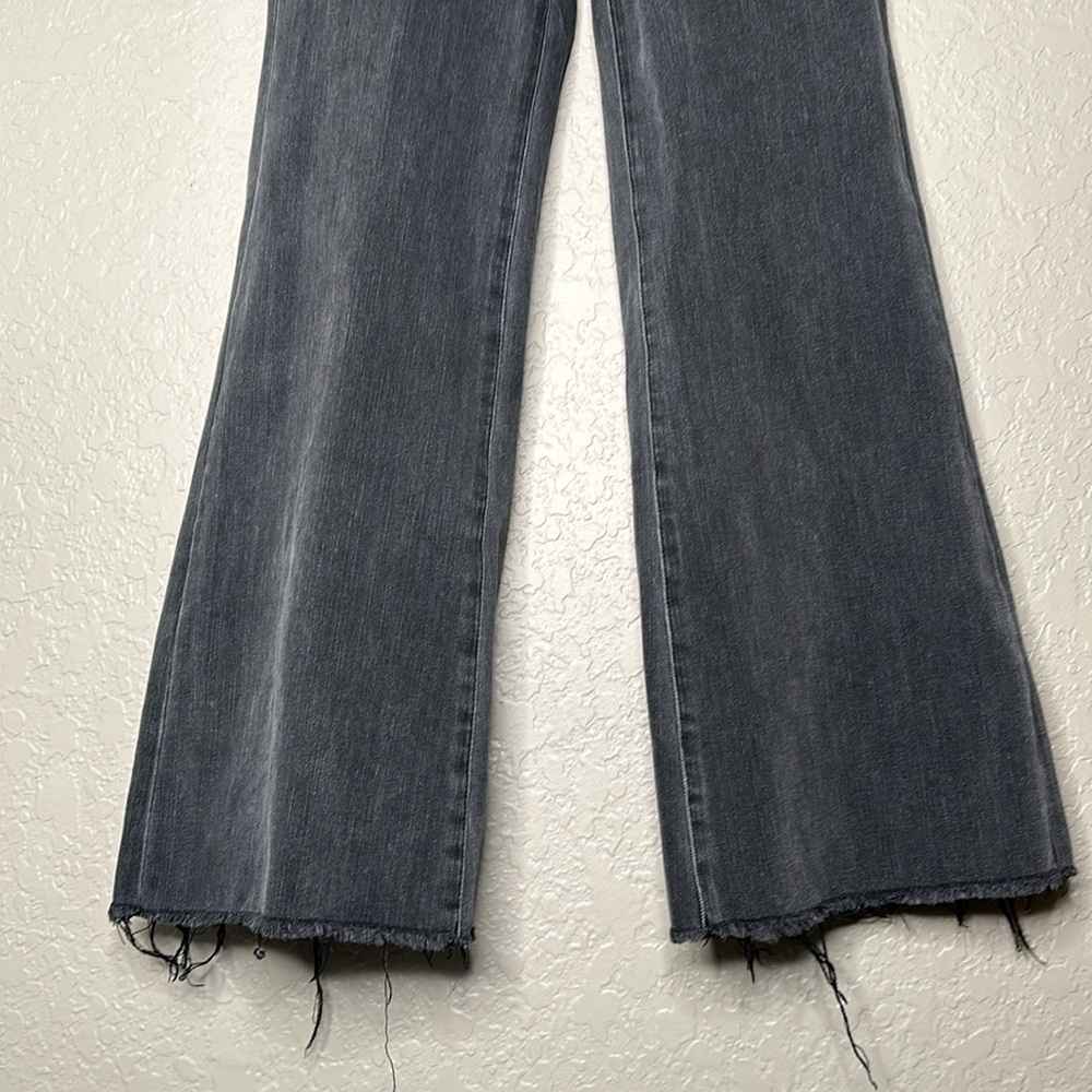 Rollas Eastcoast Flare Wide Leg Crop Jeans Womens Vintage Washed Black - Picture 7 of 13